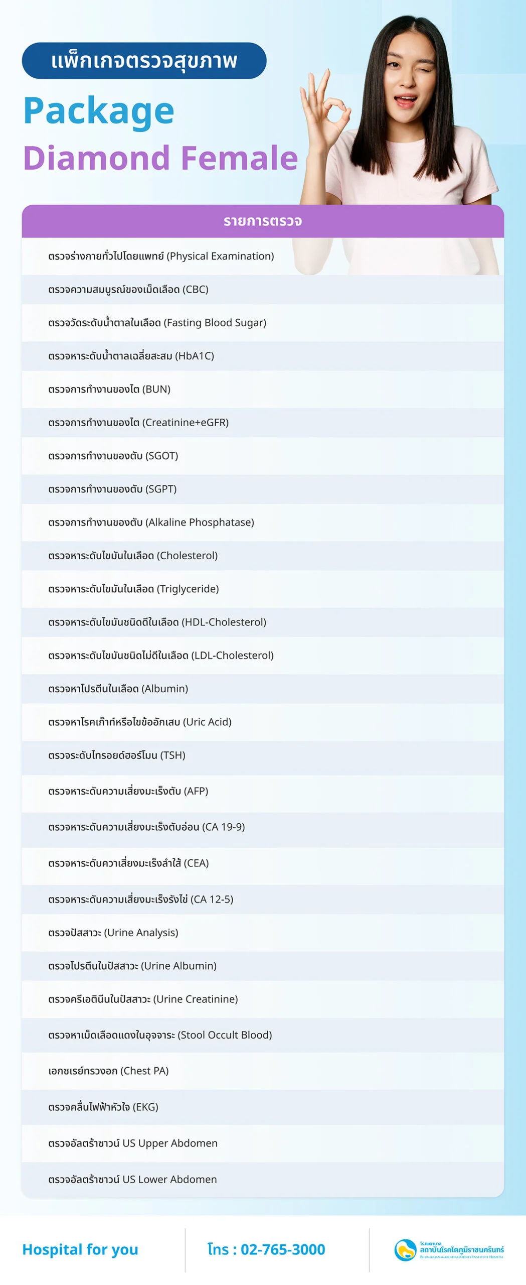 แพ็กเกจตรวจสุขภาพ Package Diamond Female